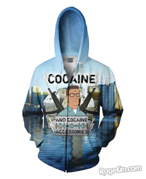 Cocaine and Cocaine Accessories Zip-Up Hoodie