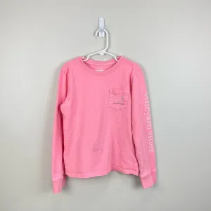 Vineyard Vines Long Sleeve Pink Pocket Whale Tee Small 7-8