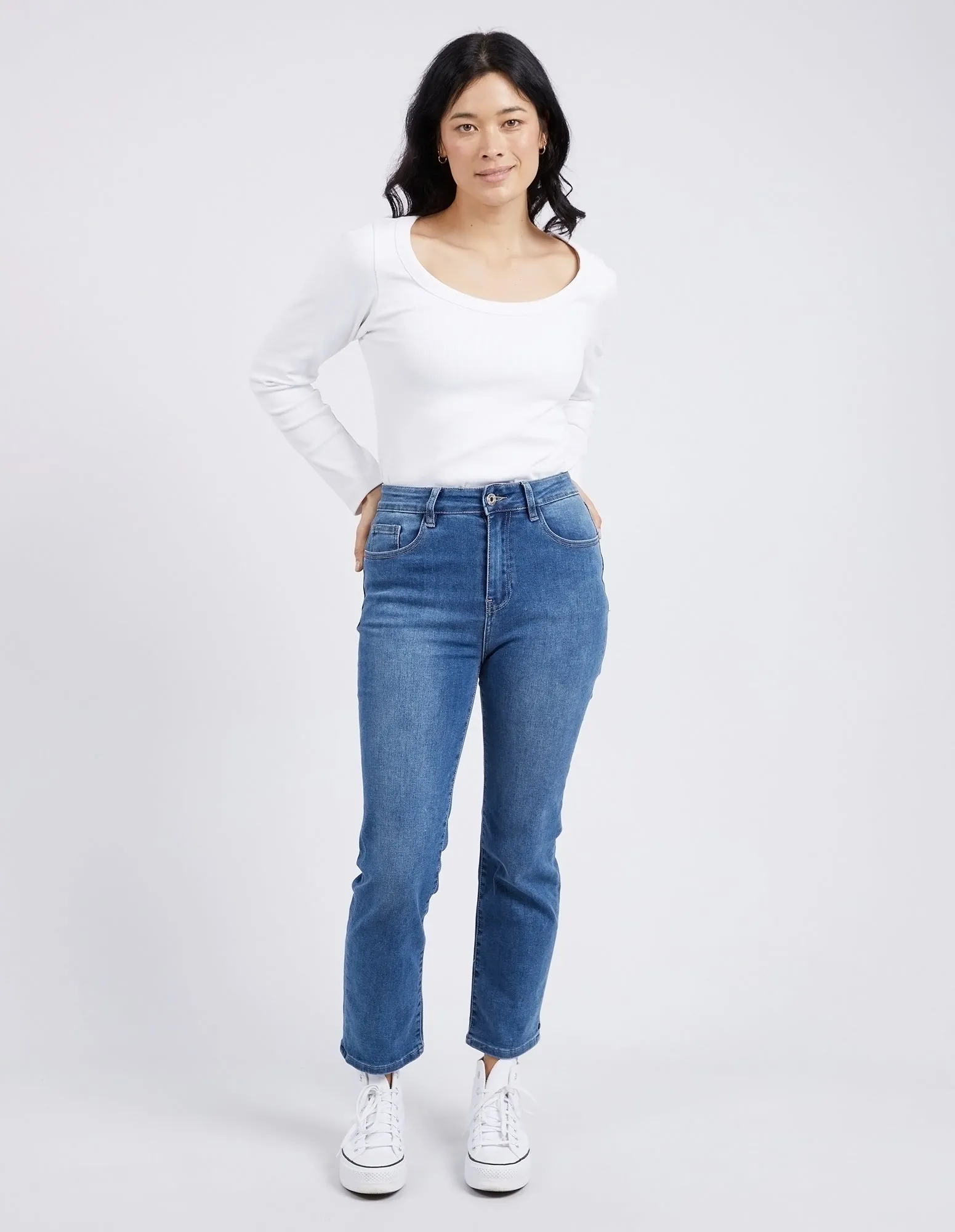 Ada Straight Leg Jean Washed Blue Denim