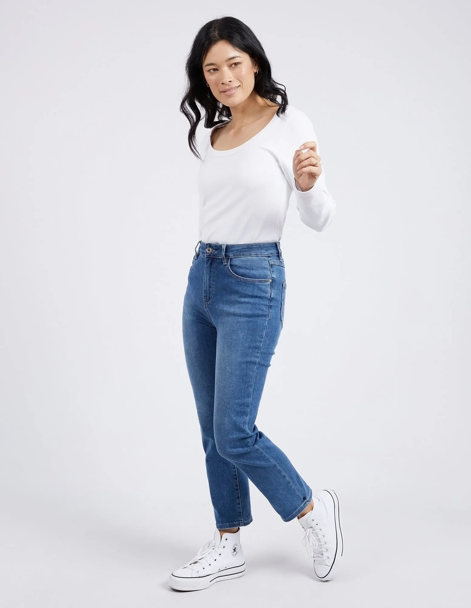 Ada Straight Leg Jean Washed Blue Denim