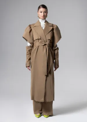 BELTED PUFF-SLEEVE TRENCH