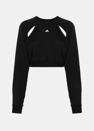 Black Cut-Out Cropped Sweatshirt