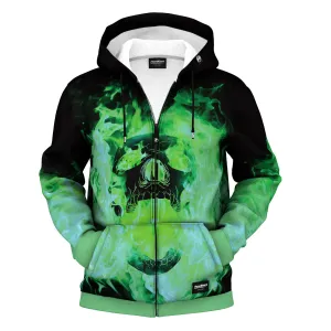 Burning Skull Zip Up Hoodie