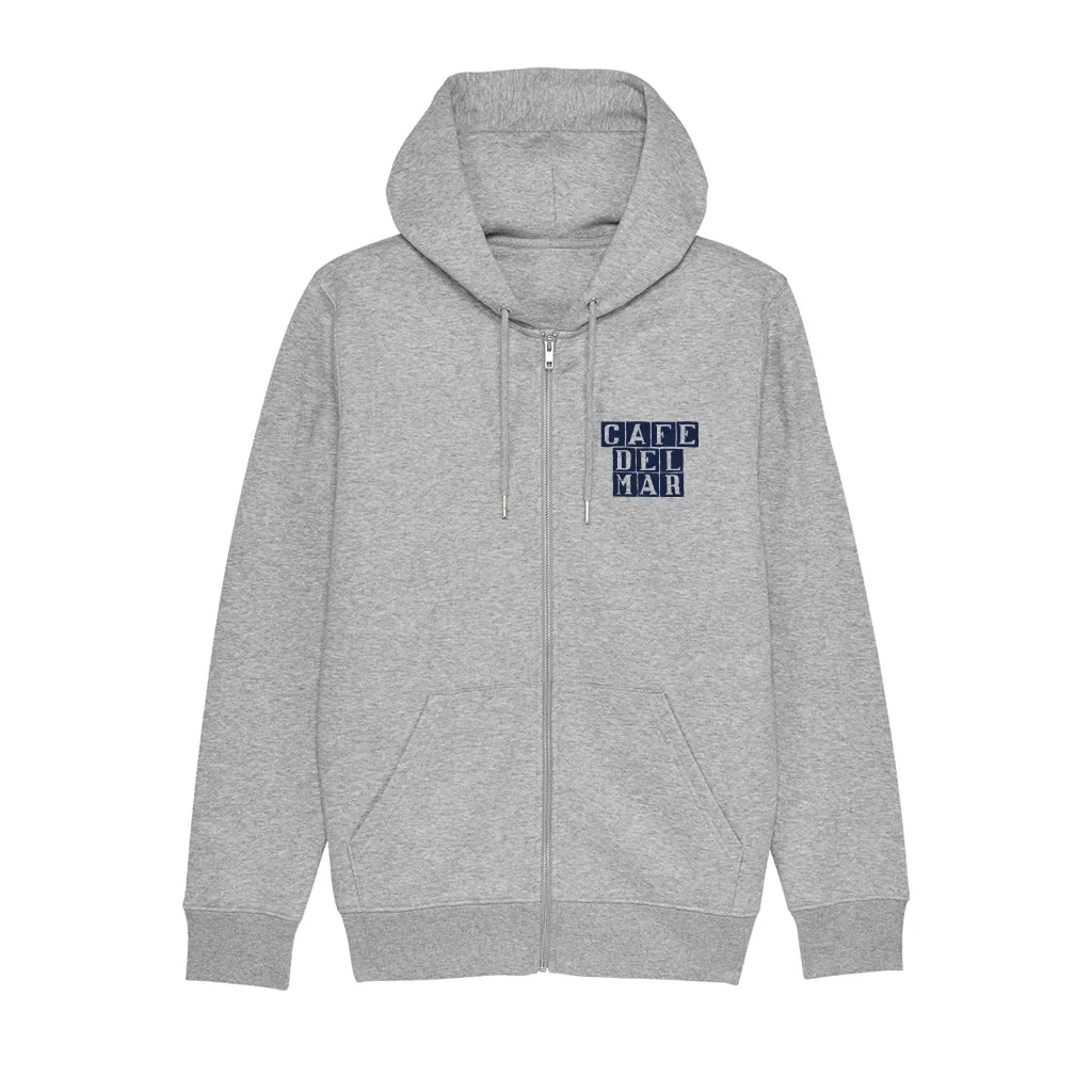 Café del Mar Blue Tile Logo Men's Iconic Zip-through Hoodie