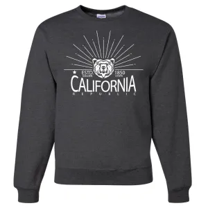 California Golden State White Print Crewneck Sweatshirt