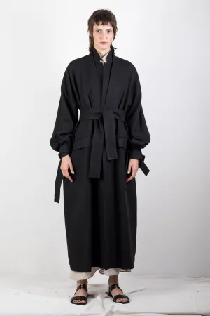 Double collar flax coat