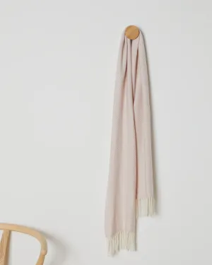 Foxford Pink and White Herringbone Cashmere Blend Scarf