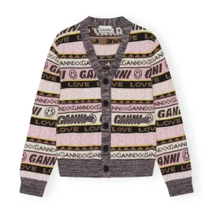 Ganni Graphic Lambswool Cardigan 'Oak'