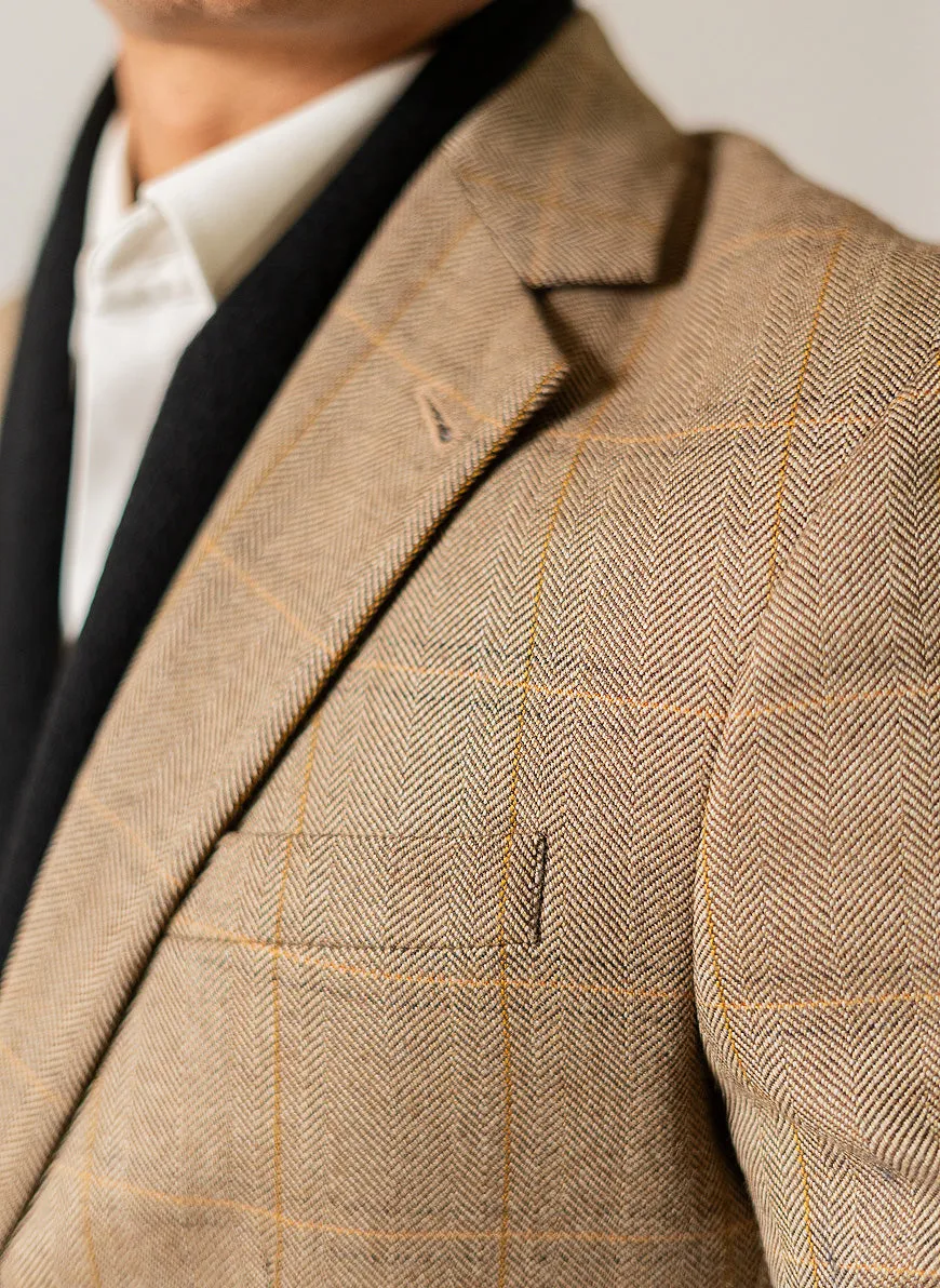 Glen Plaid Checks Worsted Tweed, Wool Rich, Classic Blazer