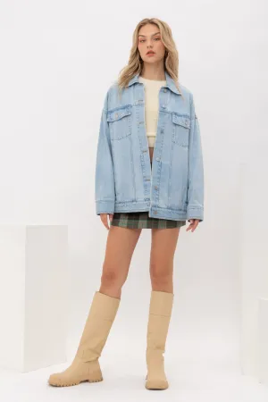 HEART DETAIL OVERSIZED DENIM JACKET