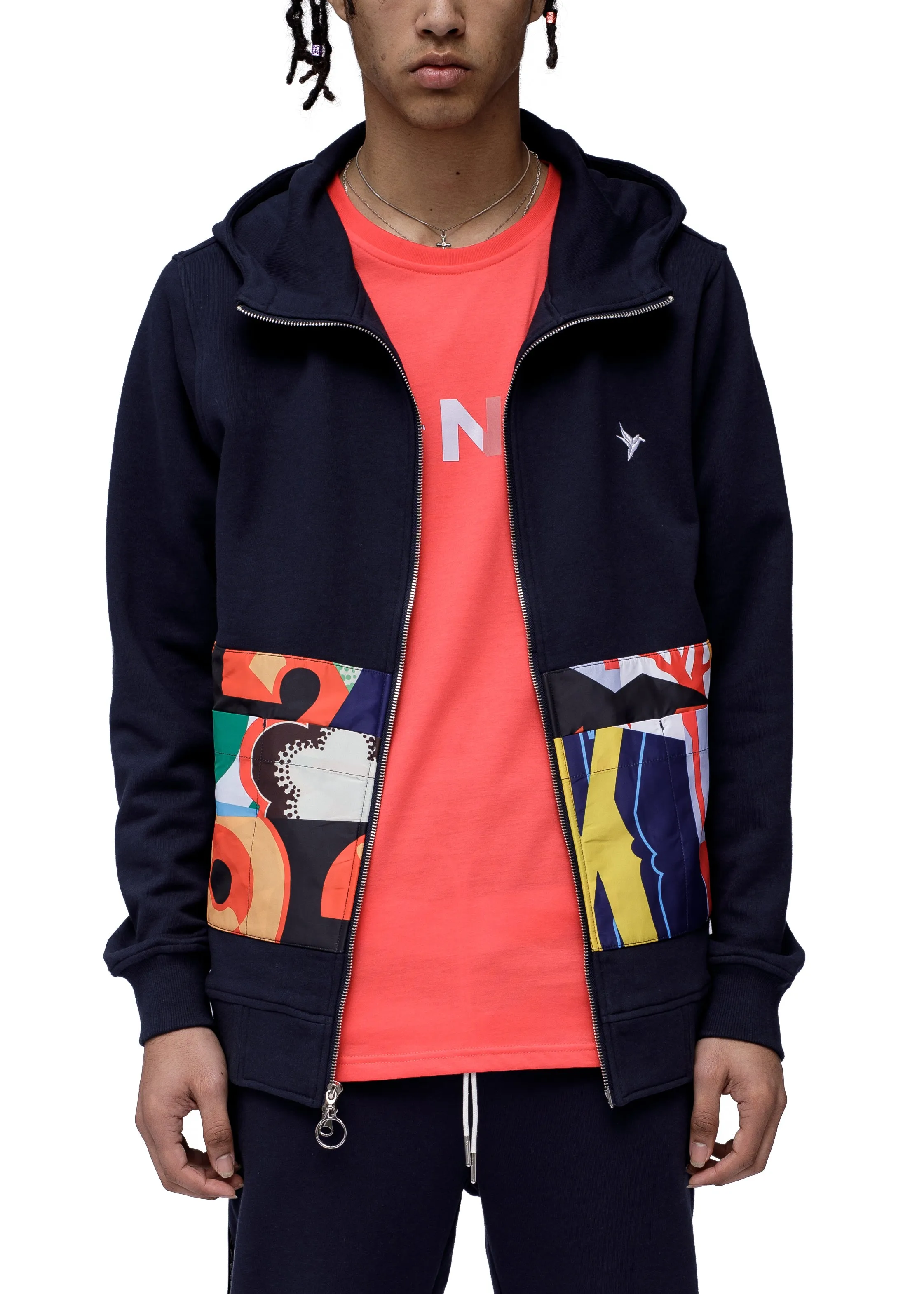 Konus Men's Pocket Zip up Hoodie in Navy