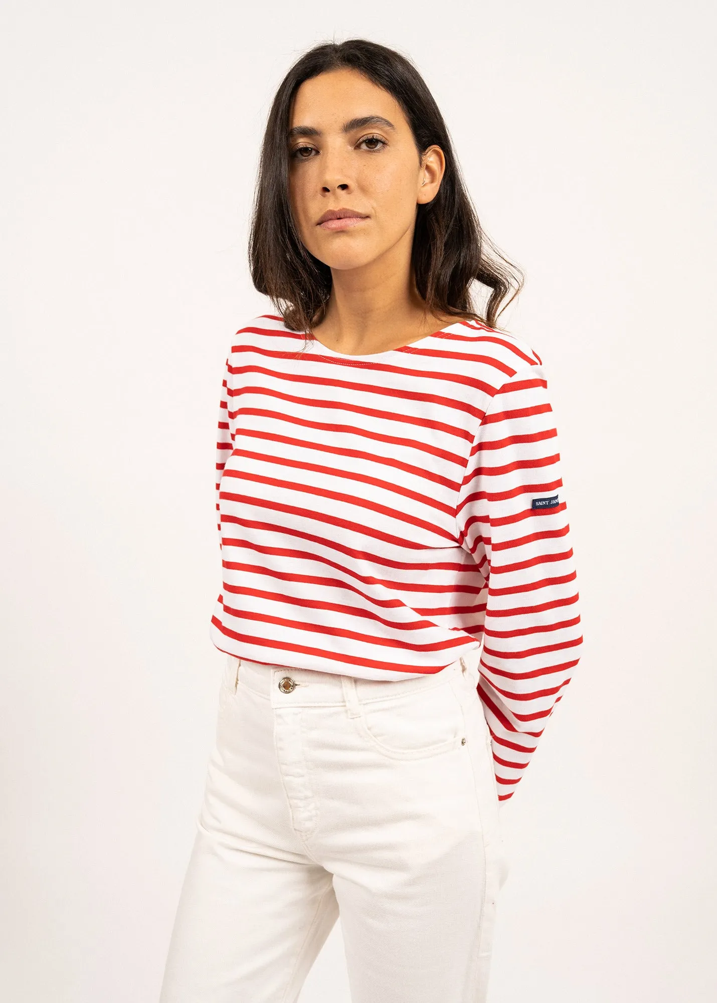 Minquiers unisex striped sailor shirt - regular fit, in light cotton (NEIGE/TULIPE)