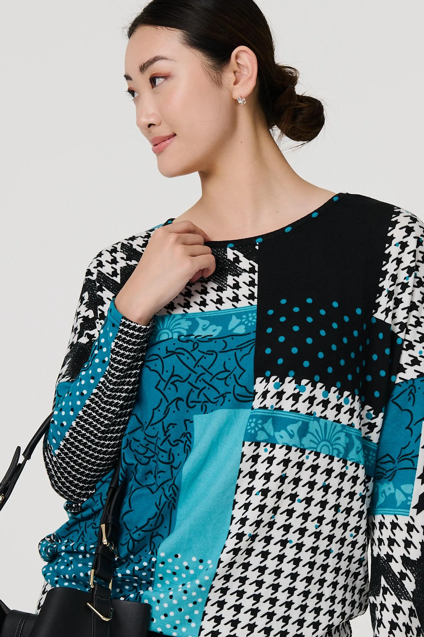 Patchwork Print Long Sleeve Top