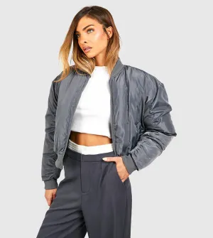 RUCHED DETAIL OVERSIZED BOMBER JACKET