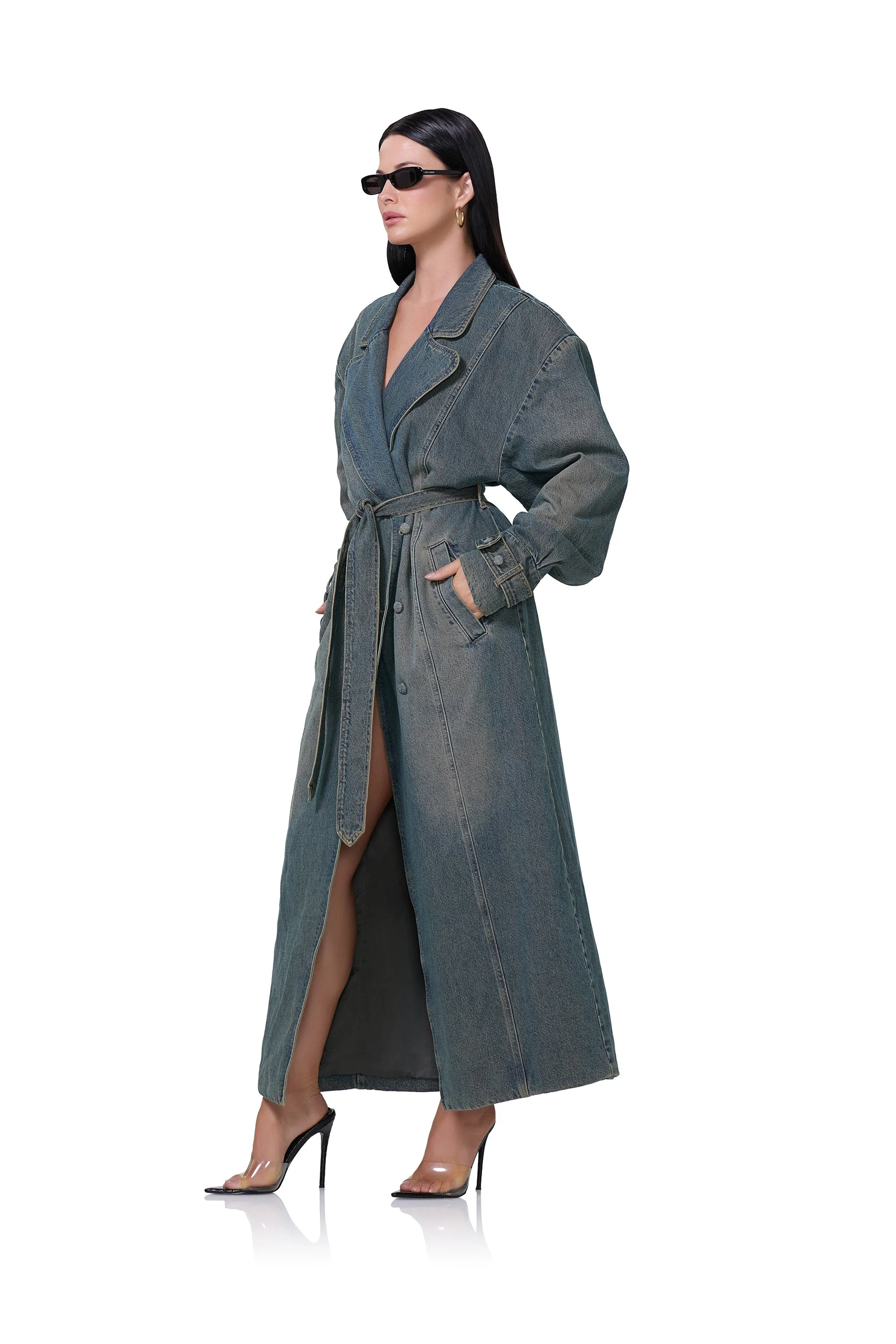 Saint Barrel Sleeve Trench Coat - Tinted Grunge Wash