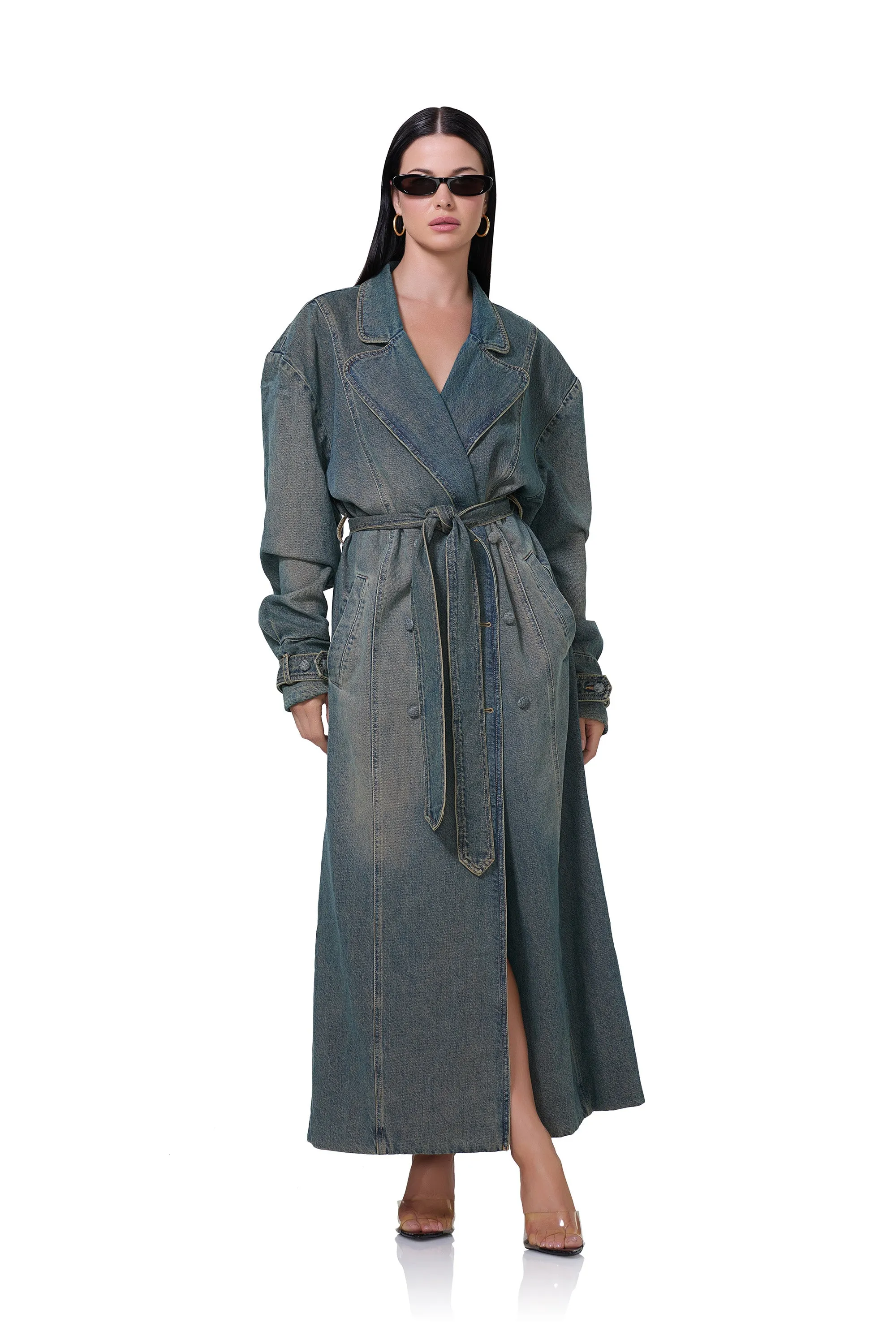 Saint Barrel Sleeve Trench Coat - Tinted Grunge Wash