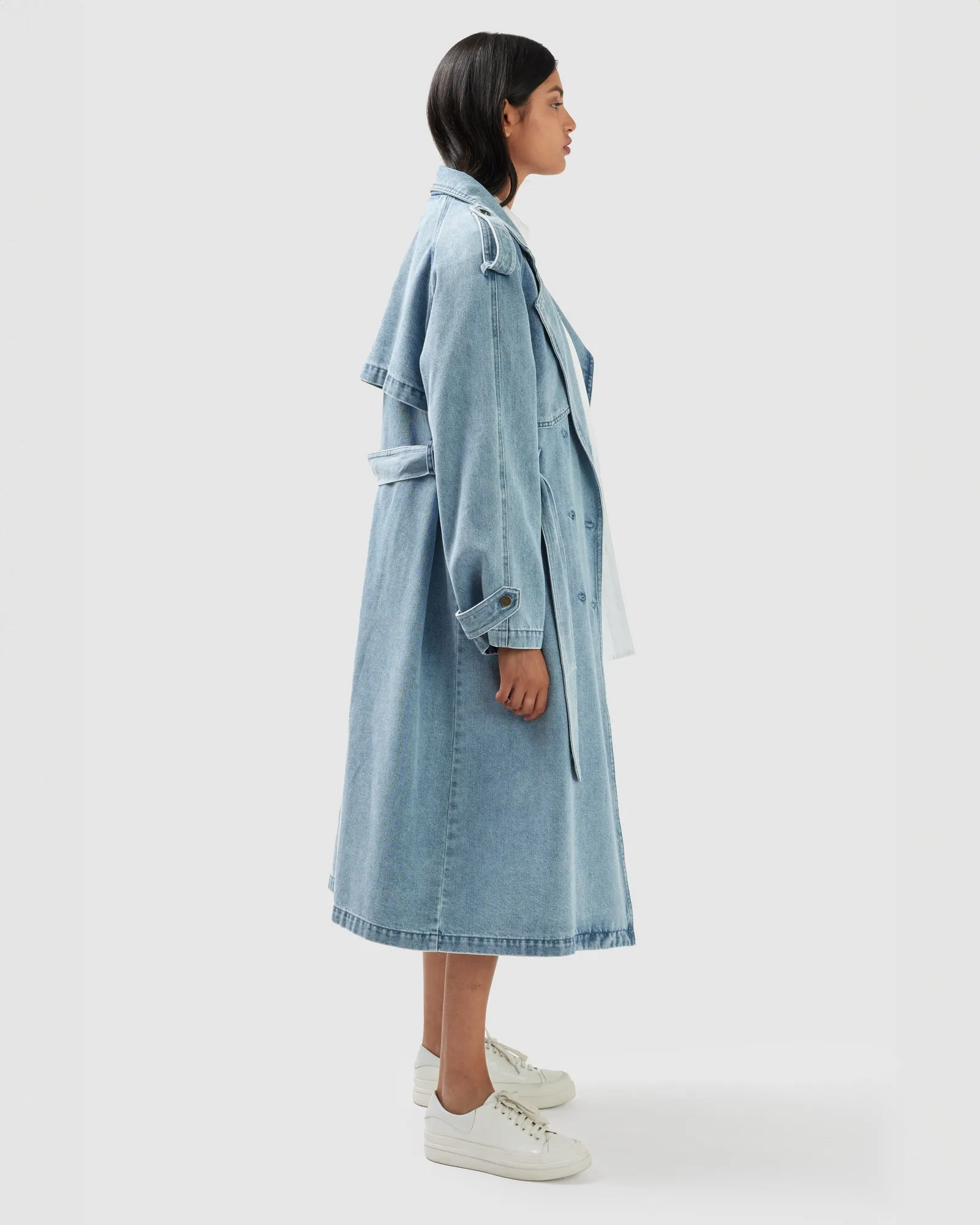 Wild Skies Denim Trench - Stonewash